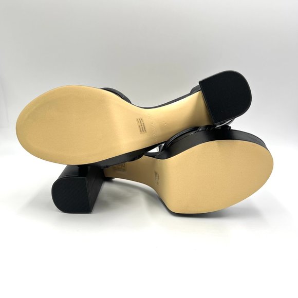 Rachel Zoe Size 11 Ella Black Leather Platform Block Heel Sandals Heels Shoes - Picture 10 of 15